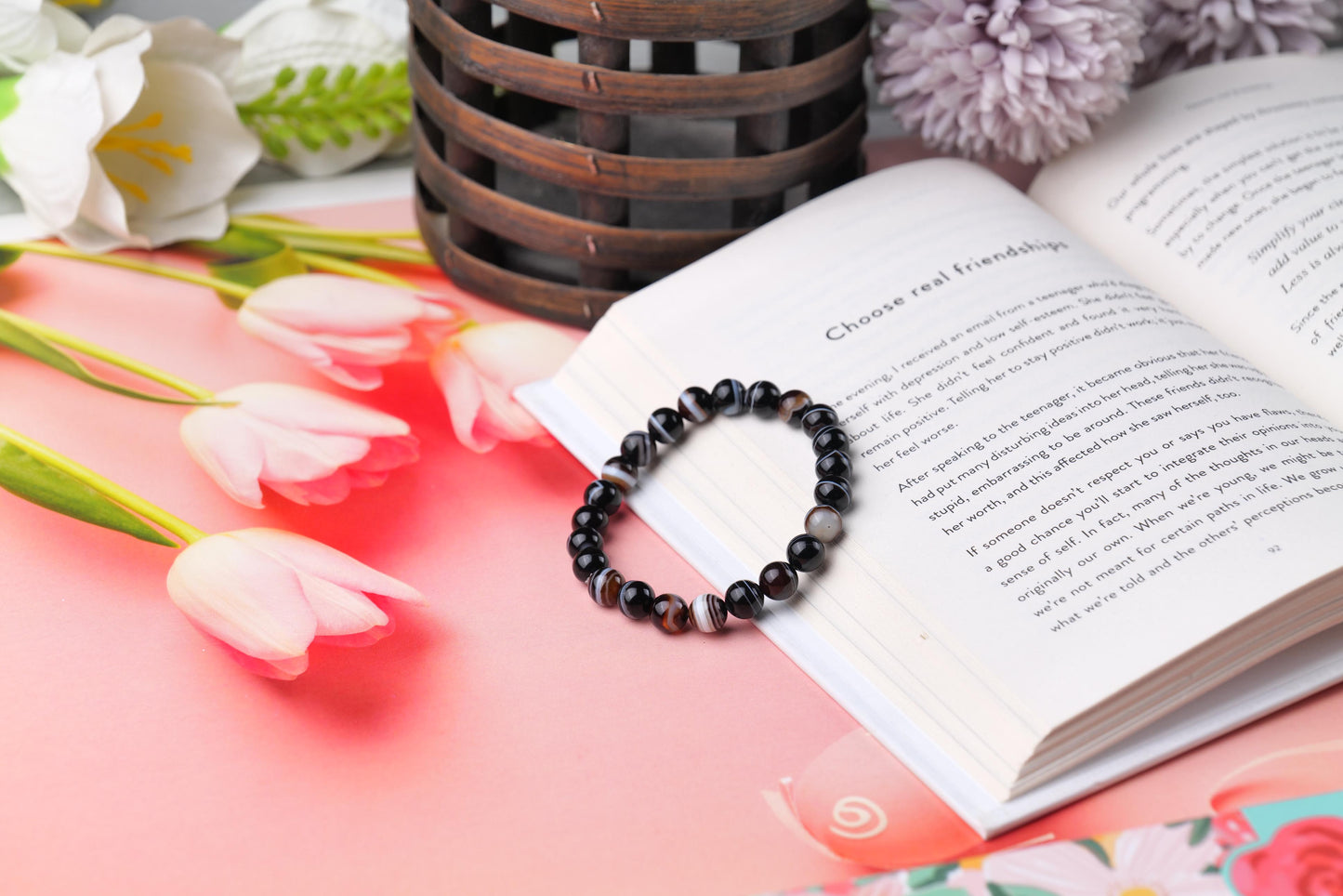 Natural Black Agate Bracelet for Protection and Grounding