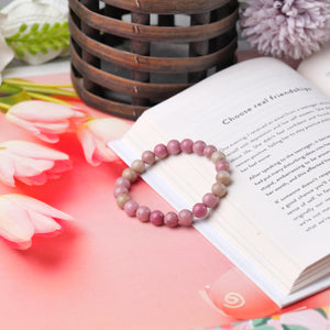 Pink Rhodonite Beaded Bracelet - Love and Compassion