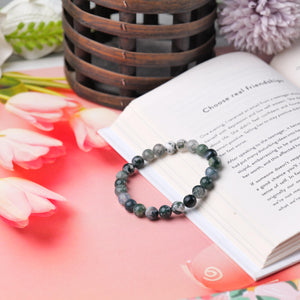 Moss Agate Beaded Bracelet for Growth and Harmony