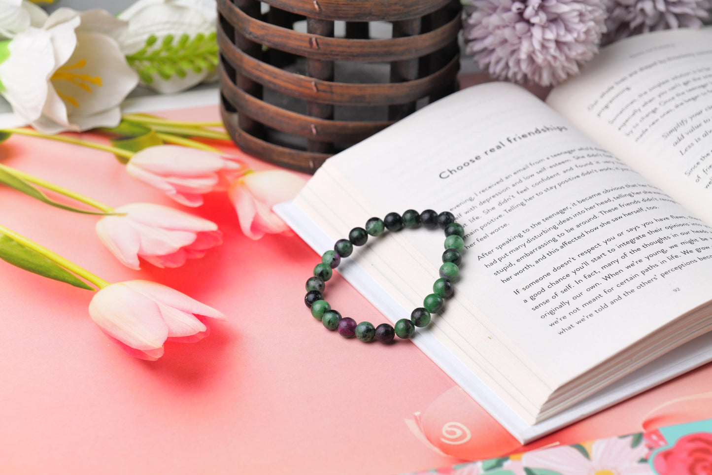 Ruby Zoisite Beaded Bracelet for Passion and Growth