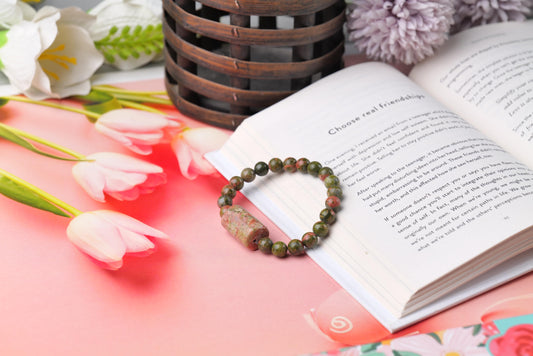 Unakite Beaded Bracelet for Healing, Balance, and Emotional Clarity