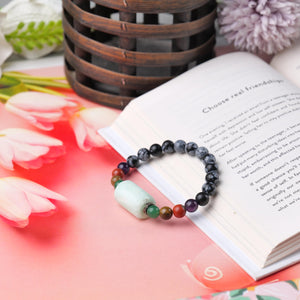 Charged Chakra Healing Beaded Bracelet with Snowflake Obsidian