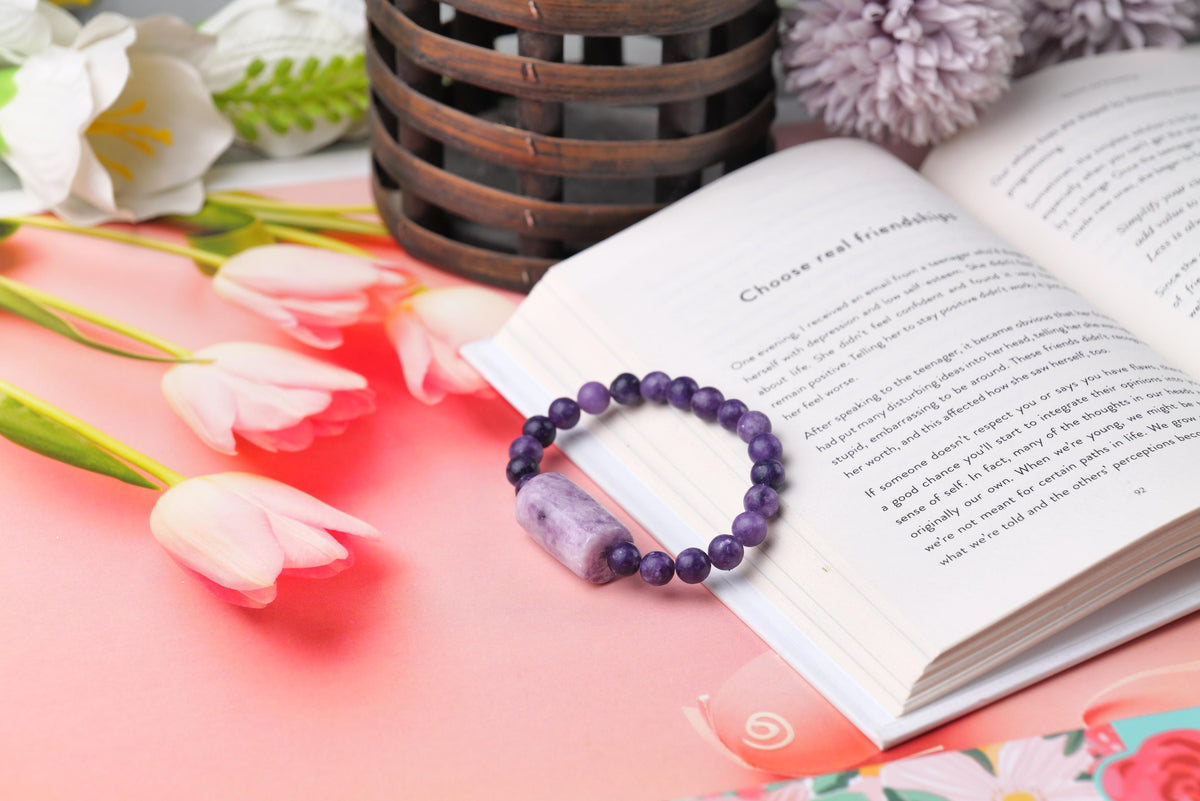 Amethyst Beaded Bracelet for Men & Women | GemGlow
