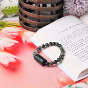 Certified Bloodstone Beaded Bracelet for Healing, Courage, and Vitality