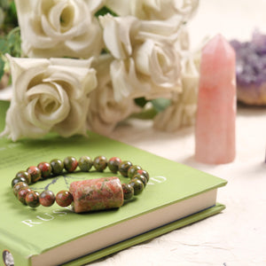 Unakite Beaded Bracelet for Healing, Balance, and Emotional Clarity