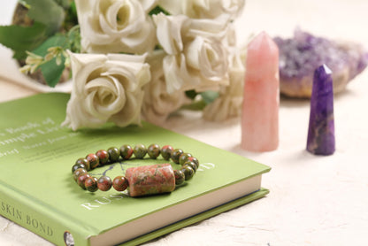 Unakite Beaded Bracelet for Healing, Balance, and Emotional Clarity