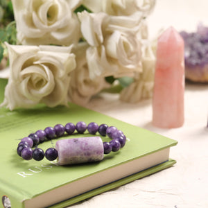 Amethyst Beaded Bracelet for Transformation, Healing, and Spiritual Growth