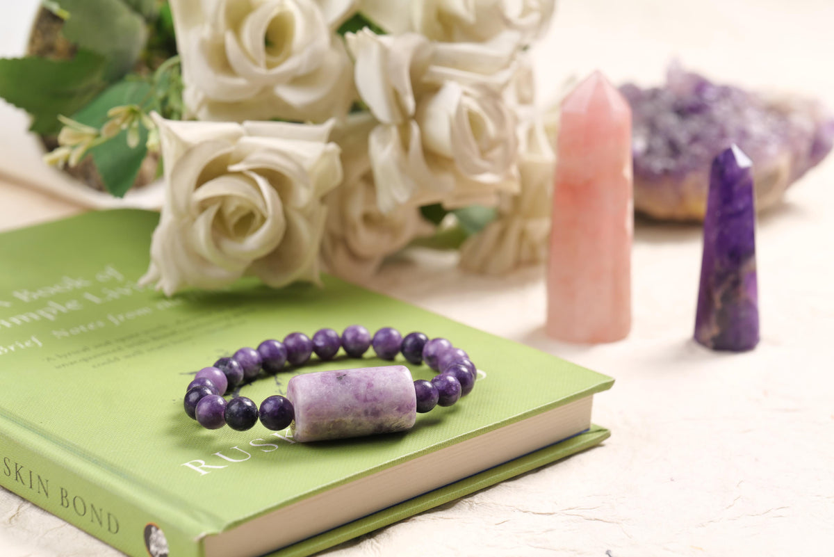 Amethyst Beaded Bracelet for Men & Women | GemGlow