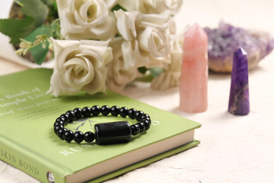 Black Onyx Beaded Bracelet for Protection Strength, and Grounding