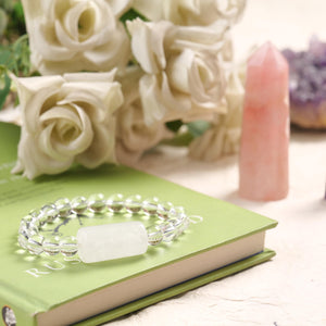 Clear Quartz Beaded Bracelet for Clarity, Healing, and Amplification