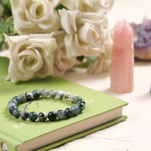 Moss Agate Beaded Bracelet for Growth and Harmony
