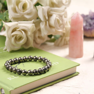 Pyrite Beaded Bracelet for Abundance, Protection, and Vitality