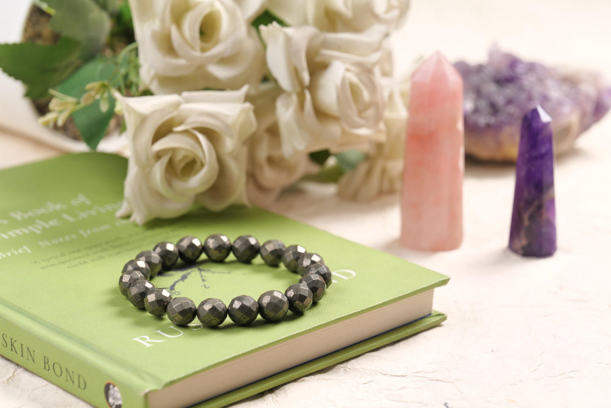 Faceted Pyrite Bracelet For Strength and Confidence