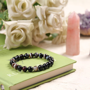 Natural Black Agate Bracelet for Protection and Grounding