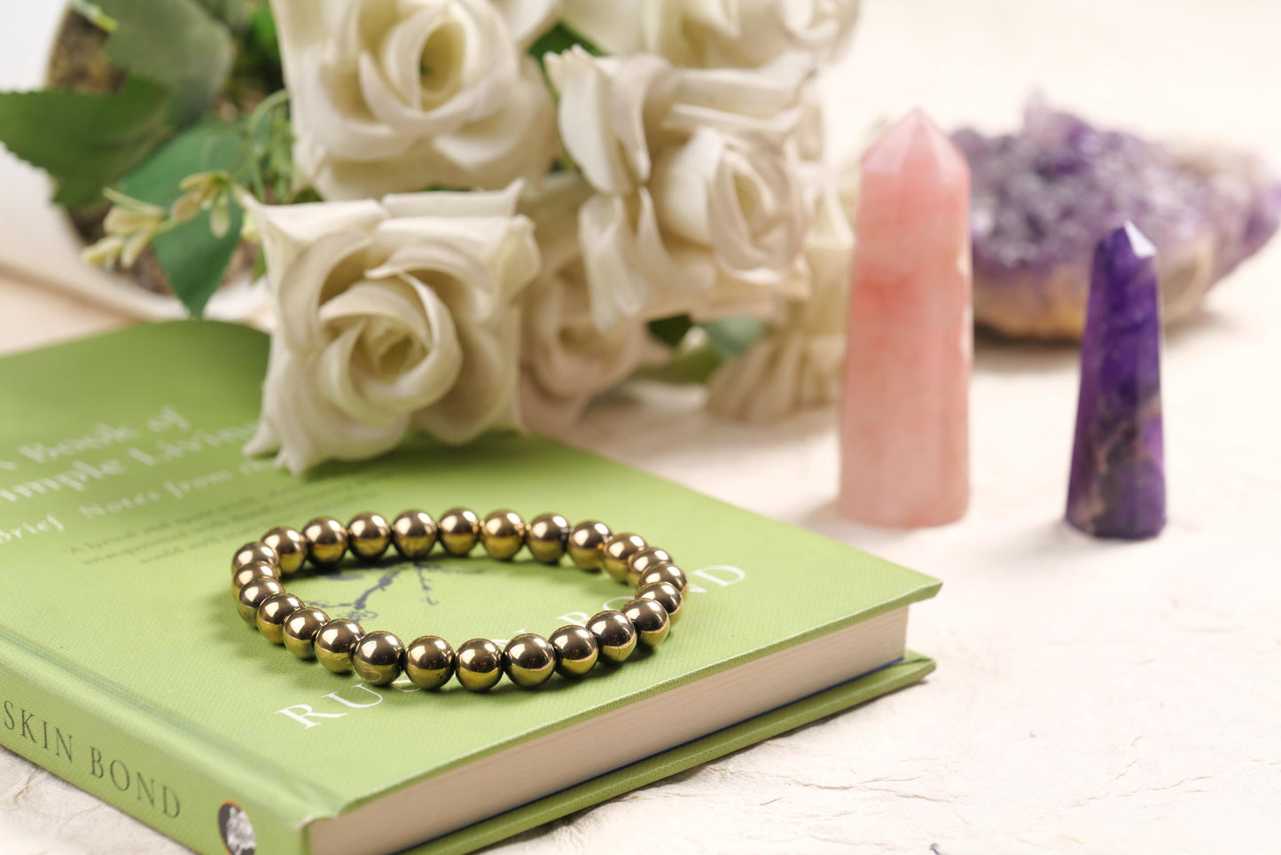 Polished Pyrite Beaded Bracelet for Balance, Grounding, and Energy Boost