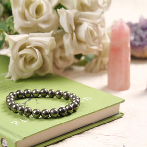 Pyrite Beaded Bracelet for Abundance, Protection, and Vitality