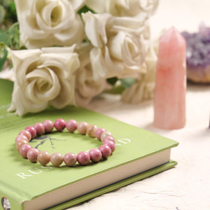 Pink Rhodonite Beaded Bracelet - Love and Compassion
