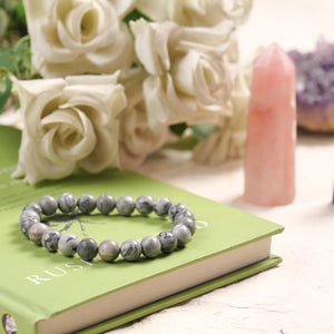 Natural Grey Jasper Stone Bracelet - Calming and Grounding