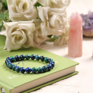 Azurite Malachite Beaded Bracelet for Healing and Balance