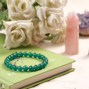 Green Aventurine Beaded Bracelet or Luck and Prosperity