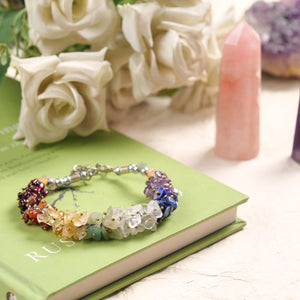 Seven Chakra Healing Crystal Stone Bracelet for Energy Balance