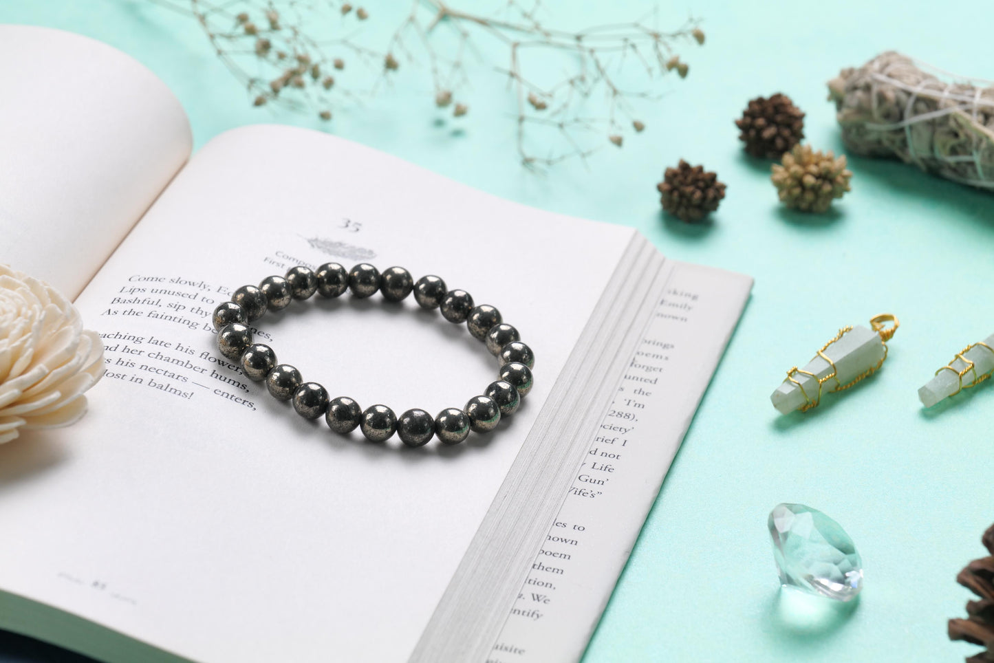 Pyrite Beaded Bracelet for Abundance, Protection, and Vitality