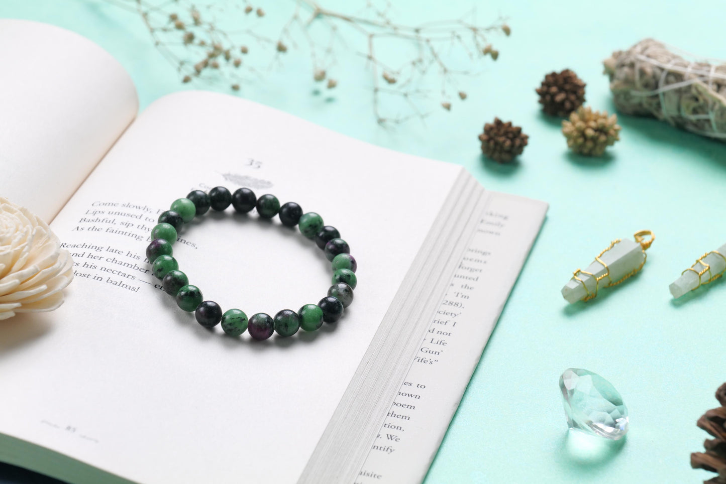 Ruby Zoisite Beaded Bracelet for Passion and Growth