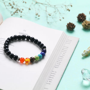 Multi Chakra Healing Beaded Bracelet with Black Onyx