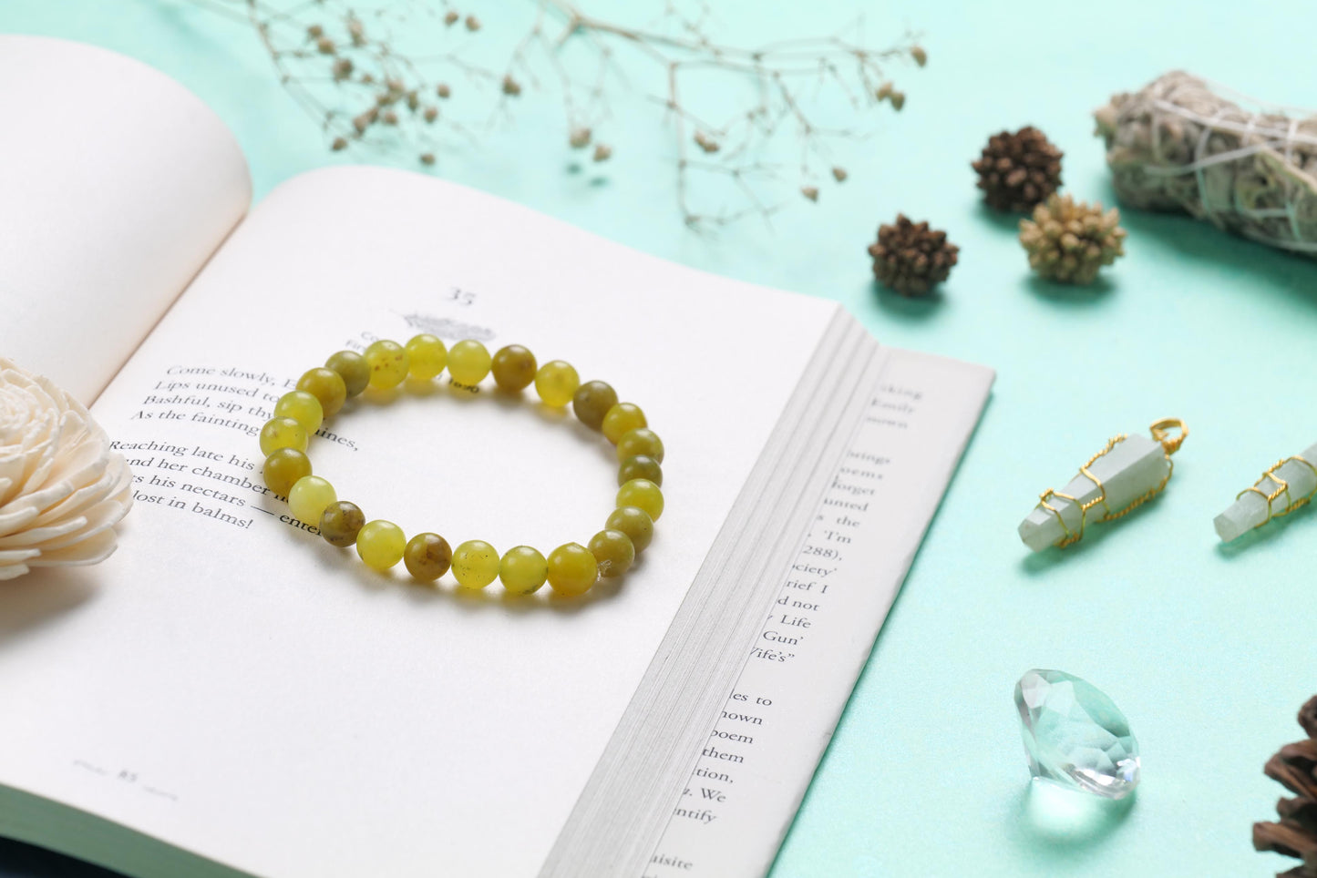 Yellow Jasper Beaded Bracelet for Stability, Strength, and Balance