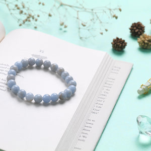 Certified Blue Lace Agate Beaded Bracelet - Calming and Soothing