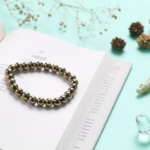 Polished Pyrite Beaded Bracelet for Balance, Grounding, and Energy Boost