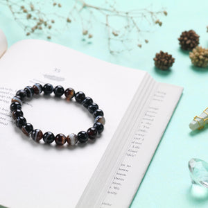 Natural Black Agate Bracelet for Protection and Grounding