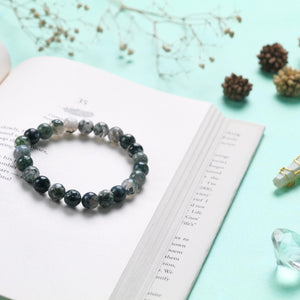Moss Agate Beaded Bracelet for Growth and Harmony