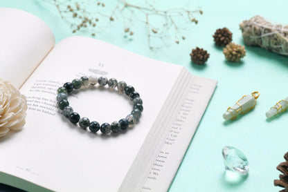 Moss Agate Beaded Bracelet for Growth, Renewal, and Harmony