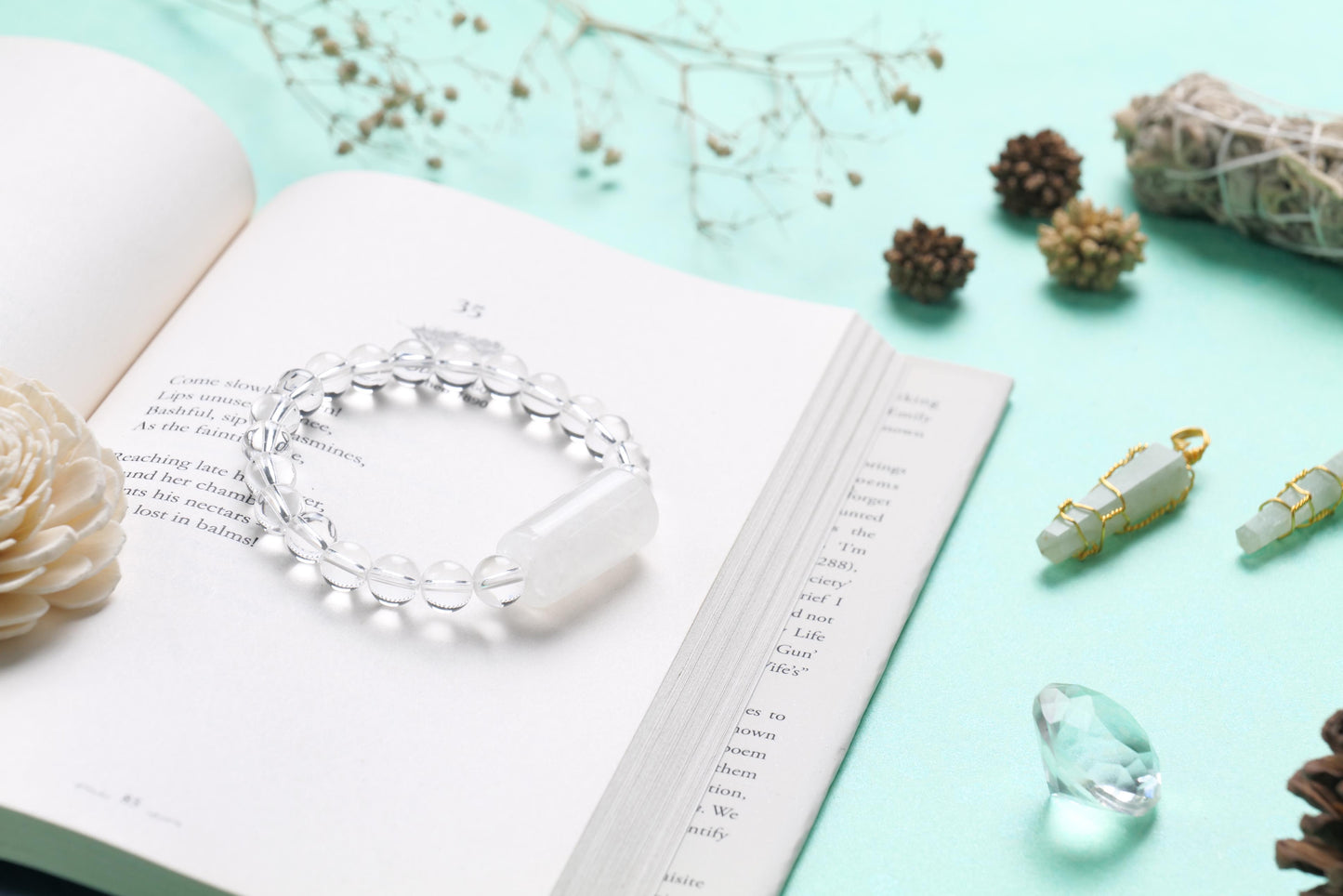 Clear Quartz Beaded Bracelet for Clarity, Healing, and Amplification