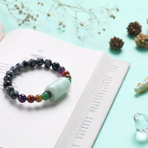 Charged Chakra Healing Beaded Bracelet with Snowflake Obsidian