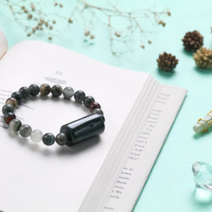 Certified Bloodstone Beaded Bracelet for Healing, Courage, and Vitality