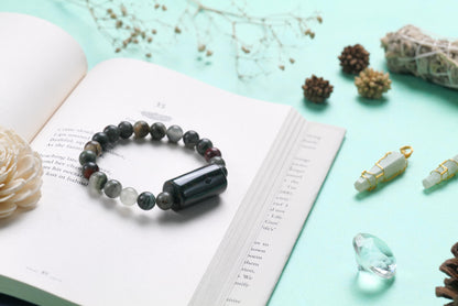 Certified Bloodstone Beaded Bracelet for Healing, Courage, and Vitality