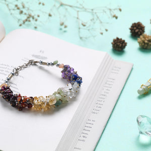 Seven Chakra Healing Crystal Stone Bracelet for Energy Balance