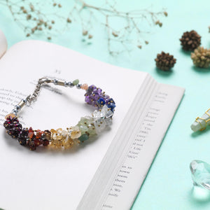 Seven Chakra Healing Crystal Stone Bracelet for Energy Balance