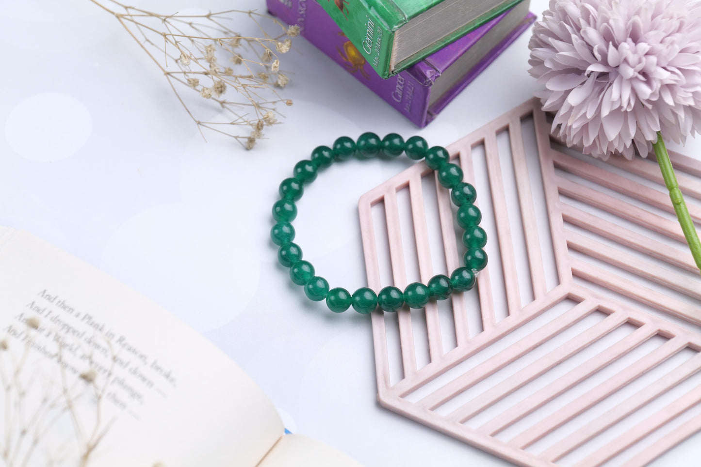 Green Aventurine Beaded Bracelet or Luck and Prosperity