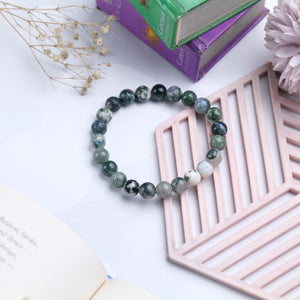 Moss Agate Beaded Bracelet for Growth and Harmony