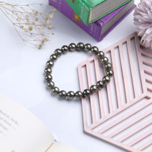 Pyrite Beaded Bracelet for Abundance, Protection, and Vitality