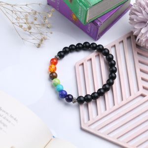 Multi Chakra Healing Beaded Bracelet with Black Onyx