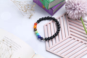 Multi Chakra Healing Beaded Bracelet with Black Onyx