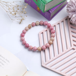 Pink Rhodonite Beaded Bracelet - Love and Compassion