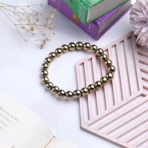 Polished Pyrite Beaded Bracelet for Balance, Grounding, and Energy Boost