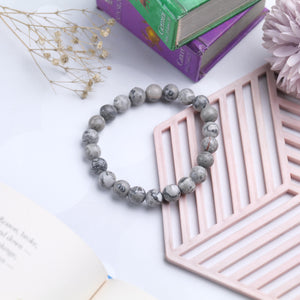Natural Grey Jasper Stone Bracelet - Calming and Grounding