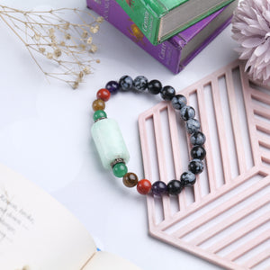 Charged Chakra Healing Beaded Bracelet with Snowflake Obsidian