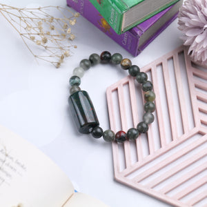 Certified Bloodstone Beaded Bracelet for Healing, Courage, and Vitality